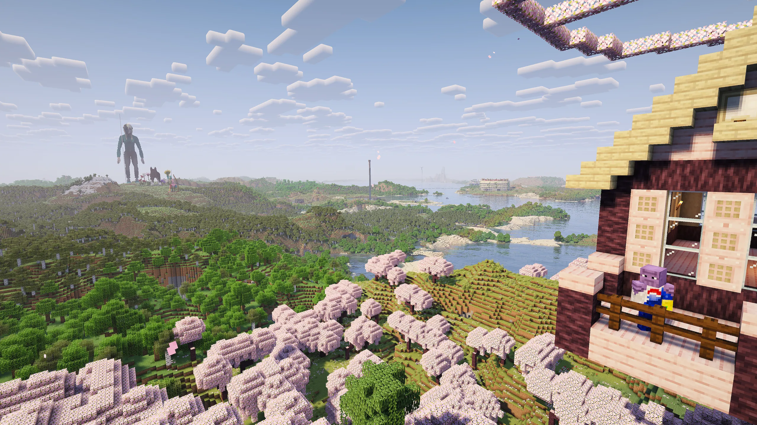 Day-time view of near undisturbed wilderness with player builds off in the distance. Day-time view of near undisturbed wilderness with player builds off in the distance.