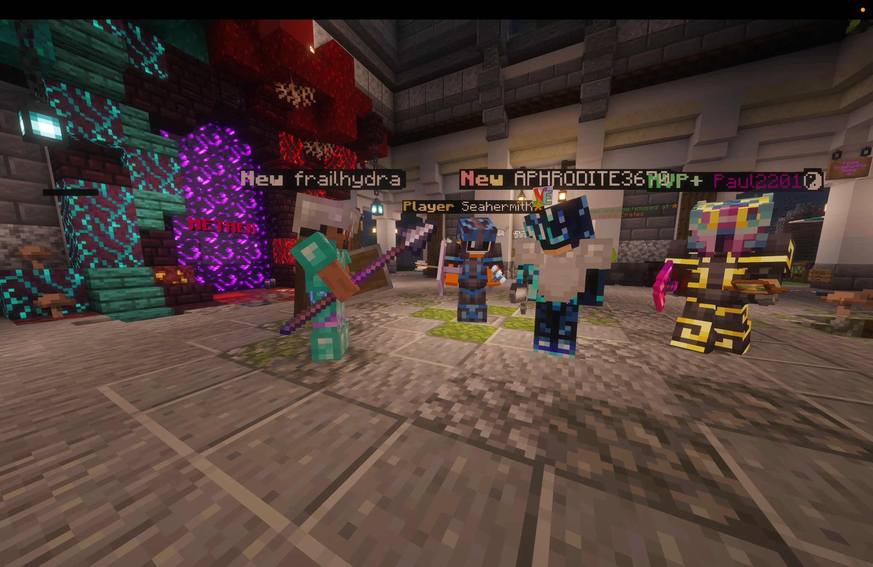Players at spawn on Vanilla Europa.