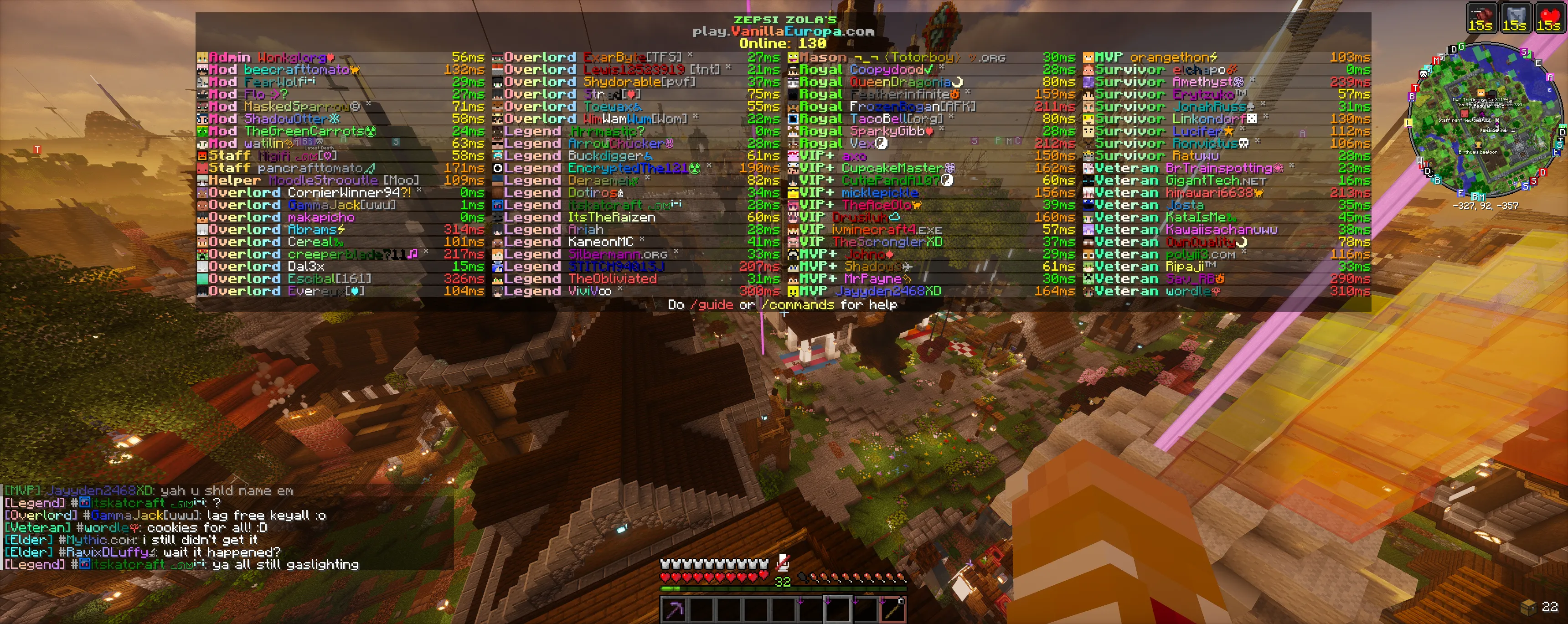 130 players online on Vanilla Europa with no lag 130 players online on Vanilla Europa with no lag